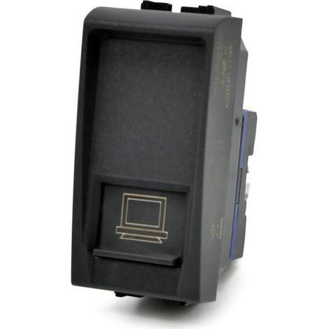 Presa di rete lan compatibile con living light international air connettore modulo rj45 8 pin utp cat 5e 1p nero (1/2)
