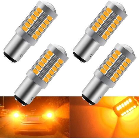 Ambre 1157 BA15D P21/5W 5630 33SMD Ampoules LED Canbus de Voiture 900LM Super Bright Feu de Clignotants Avant et Arrière Clignotants Ampoules 12-30V 3.6W(4 pièces) (1/4)