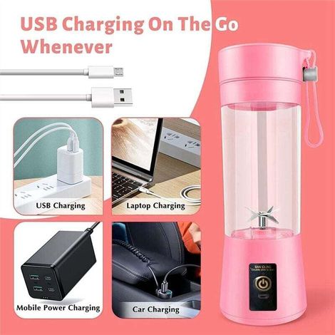 Mélangeur Portable Mini Blender USB Rechargeable 380ml pour Smoothies Shakes et Fruits avec 6 Lames (1/3)