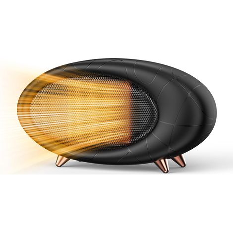 Petit radiateur soufflant 600 W - Économie d'énergie - PTC - Céramique - Silencieux - Pour l'intérieur, la chambre à coucher, le bureau à domicile (noir) (1/5)