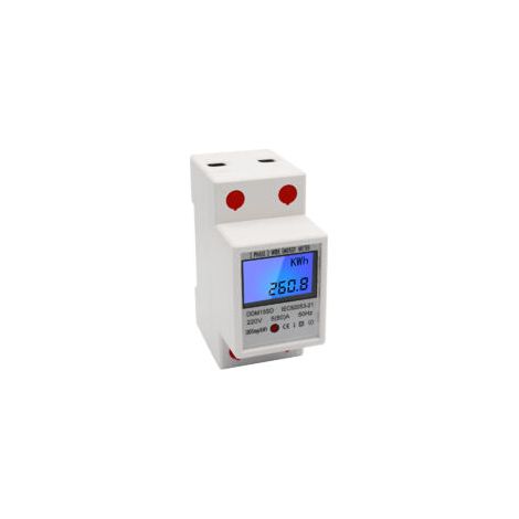 Contatore EDF monofase per guida DIN 5-80A 220V 50Hz, contatore elettronico kWh con display digitale LCD retroilluminato DDM15SD, bianco (confezione da 10) - Crezuo