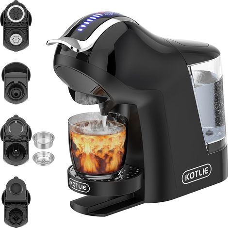 EM-308A Machine à capsules multifonctionnelle, 4 températures, 7 quantités d'eau, 5 types de capsules, boissons chaudes et froides, grand réservoir d'eau EM-308A (noir) (1/5)