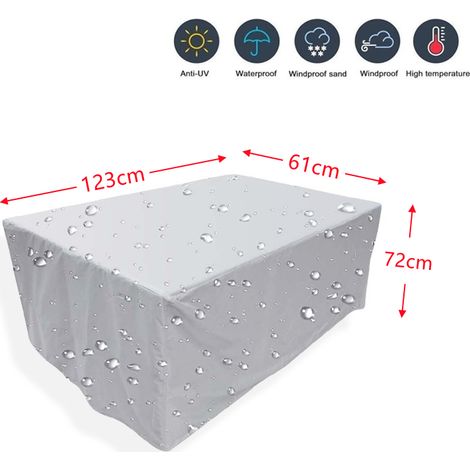 Housse imperméable pour mobilier de jardin, protection anti-poussière pour canapé, table et jardin, revêtement argenté, 123 x 61 x 74 cm (1/4)