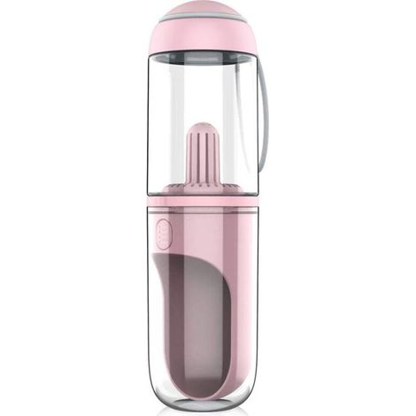 Bouteille d'eau pour chien - Distributeur d'eau réversible et léger Bouteille en silicone de qualité alimentaire sans BPA, adaptée aux chiens et aux chats (rose) (1/5)