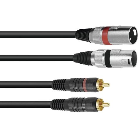 Omnitronic 3022522D XLR Câble adaptateur [2x XLR mâle 3 pôles - 2x Cinch-RCA mâle] 3.00 m noir (1/3)