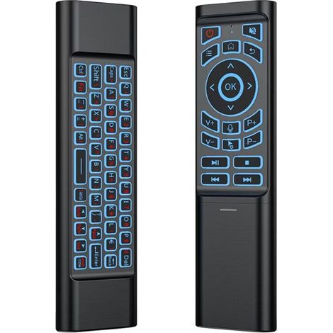 Telecomando Air Mouse, tastiera retroilluminata a 7 colori, doppia modalità, 2,4 GHz, controllo wireless per TV, decoder e PC.