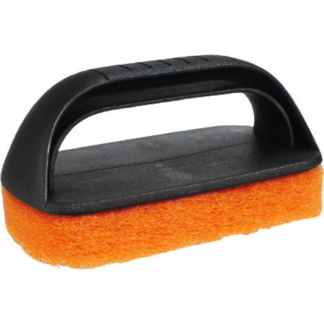 Kit de limpieza de plancha de 2 piezas, kit de limpieza para parrilla de superficie plana, estropajos antirayaduras para cocina (2 estropajos y 2 mangos)