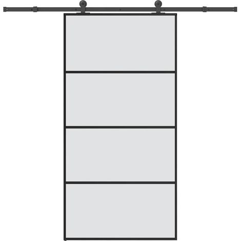 Schiebetür mit Beschlag 102,5x205 cm ESG-Glas & Aluminium