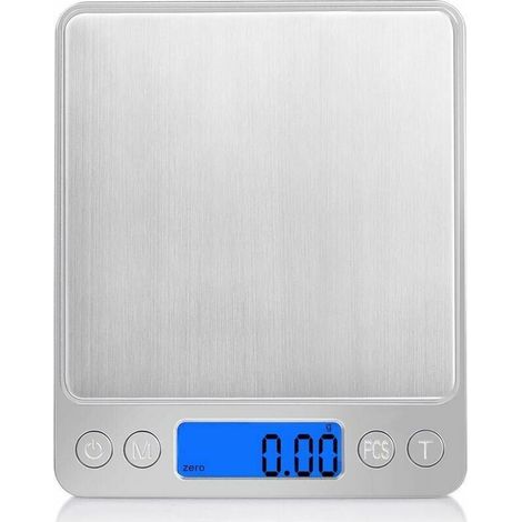 Bilancia da cucina di precisione Crezuo, 500 g - 0,01 g, bilancia elettronica ad alta precisione, bilancia digitale di precisione per alimenti, frutta, verdura, medicinali, caffè e lievito.