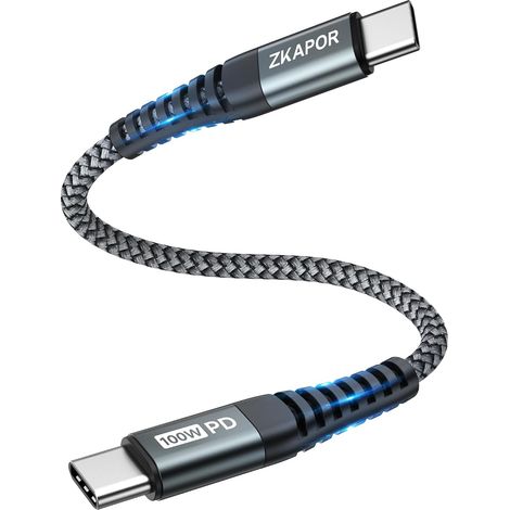 Câble USB C vers USB C Court 30CM 100W Chargeur Type C Charge Rapide