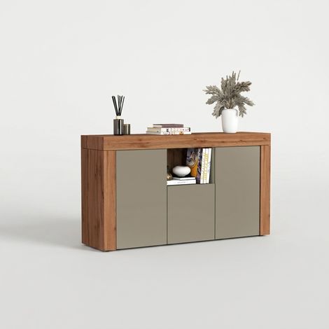 Modernes Sideboard mit 4 Türen und offenen Fächern Chronos 155 - Taubengrau (1/5)