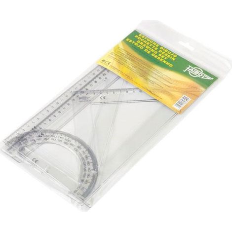 FAIBO ESTUCHE CON CIERRE CON REGLA ESCUADRA Y CARTABON DE 30CM Y SEMICIRCULO 15CM