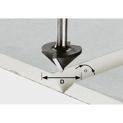 Festool – 491001 Fraise pour plaques de plâtre HW S8 D32mm – Angle 90° – Longueur 49mm – Queue 8mm pour coupes nettes