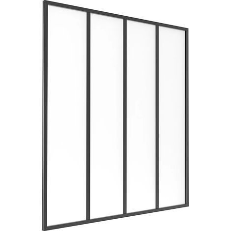 Vente-Unique – Verrière atelier en aluminium thermolaqué noir 120 x 130 cm – Verre trempé dépoli – Installation intérieure facile