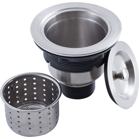 Kitchen sink drain assembly kit with kitchen sink drain basket, sink stopper and 304 stainless steel cover 3-1/2"