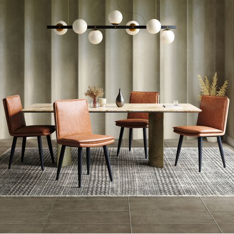 Esszimmerstühle 4er-Set, PU, doppellagige Kissen, Braun, OKMYHOME (1/5)