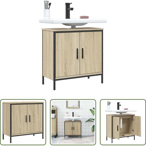 vidaXL Holzwerkstoff -  Waschbeckenunterschrank Sonoma-Eiche 60x30x60 cm Holzwerkstoff