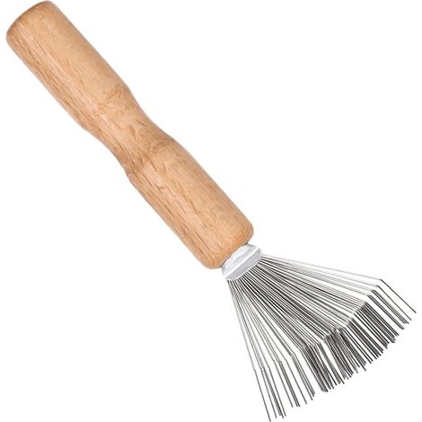 cleaning brush with wooden handle, cleaning tools Portable Hair Cleaning Brush, Mini Brush with Metal Wire, Comb for Removing Dust from Hair (1/5)