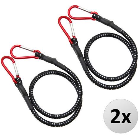 Tendeur sandow élastique en caoutchouc 80cm 100cm x 10mm Ø – Mousquetons en aluminium – Charge maximale 120N – Pour fixation bâches et accessoires vélo (1/5)