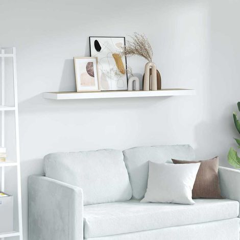 Étagère murale flottante Étagère de Rangement - Meuble de rangement Chêne et blanc 80x23,5x3,8 cm MDF BV419177 - BonneVie (1/5)