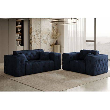 Kaiser Möbel Lux 2+1 Sofagarnitur, elegant, klassisch, schick ,Whisper Stoff Blau (1/3)