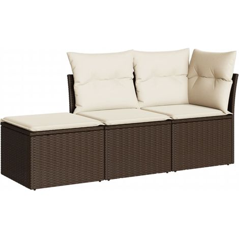 Maison Exclusive - Set sofás de jardín 3 piezas y cojines ratán s