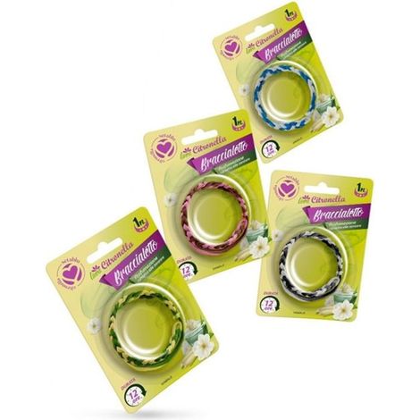TRADE SHOP - Set 40pz Bracciale Braccialetto Citronella Treccia Repellente Zanzare Colori Assortiti 023809 - (1/3)