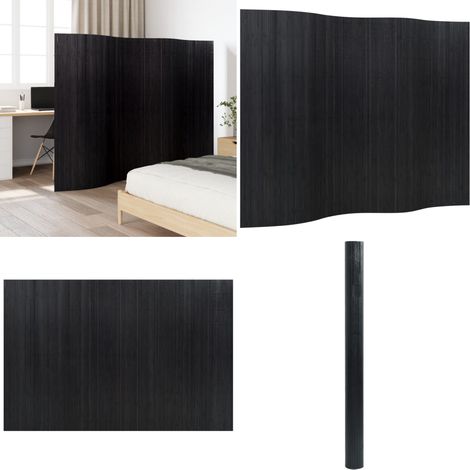 Cloison de séparation noir 165x250 cm bambou - Séparateur De Pièce - Écran De Séparation - Cloison Pliable - Décoration Murale - Bambous - Home & Living (1/5)