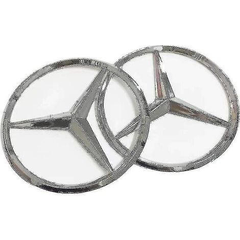 Lot de 2 autocollants arrière Mercedes-Benz 9 cm – Plastique ABS argent – Logo 90 mm pour coffre – Personnalisation élégante