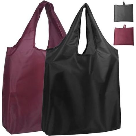 Lot de 2 sacs de courses pliables, tissu Oxford imperméable, 38 × 53 cm, réutilisables et lavables, idéaux pour supermarché, voyage et plein air (1/5)