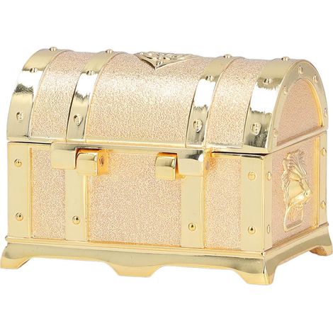 Vintage Jewelry Box, Fine Polishing, Sturdy, Embossed Design, Gold Trim, Zinc Alloy Lining, Treasure Chest, Ring (1/5)