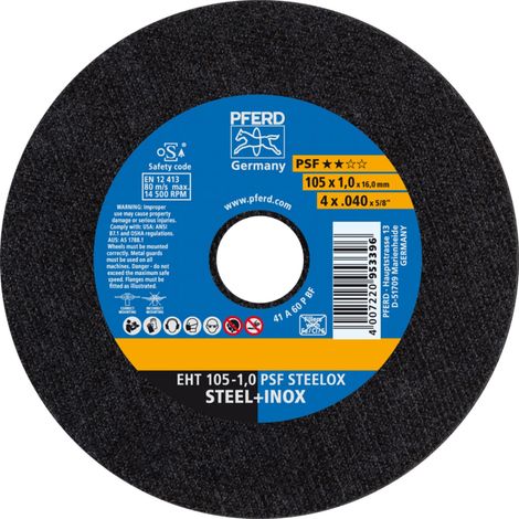 PFERD TOOLS Trennscheibe EHT 105x1,0x16 mm gerade Universallinie PSF STEELOX für Stahl/Edelstahl 25 Stk (1/5)