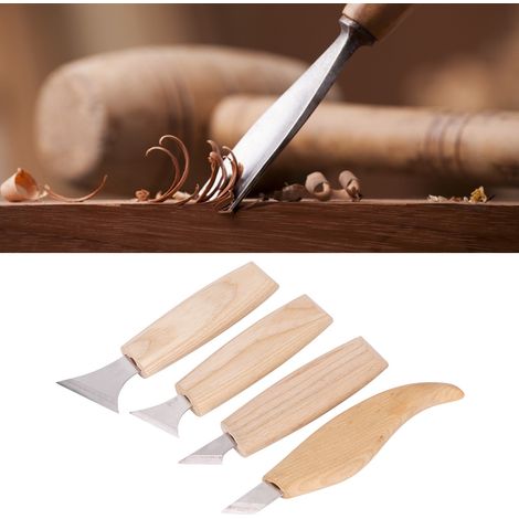Outil de sculpture à main en acier inoxydable (7 pièces) avec manche en bois (1/5)