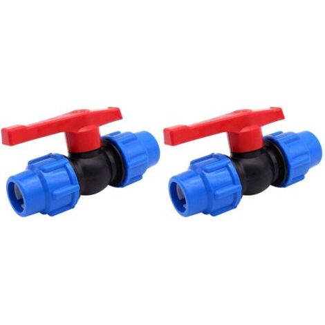 2 pack ready Vanne d'arrêt pour tuyau d'eau en polyéthylène haute densité ou alcaline 25 mm (25 mm)