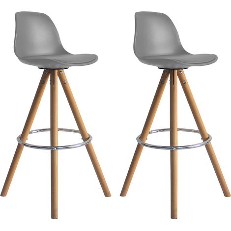 Set di 2 sgabelli scandinavi TOBIAS grigio con cuscino (1/5)