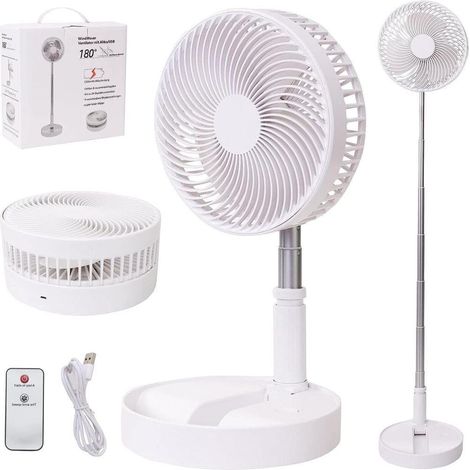 Ventilateur sur pied/de table pliable avec design ajustable et batterie de 7200 mAh, sans fil et polyvalent