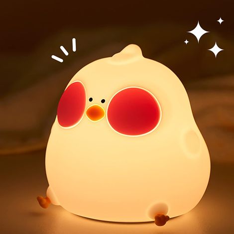 Veilleuse enfant poussin en silicone – Lampe LED tactilerechargeable USB avec 7 couleurs et luminosité réglable – Lampe de chevet pour chambre bébé enfant (1/5)
