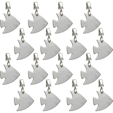 16x Poids pour la Nappe de Table ou Le Rideau, Design Animalier (Poisson), Acier Inoxydable, argentés (1/5)