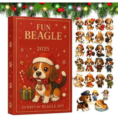 Calendrier de l'Avent avec boules de Noël, figurines de chiots en acrylique 2D - Compte à rebours de 24 jours - Pour rétroviseur de voiture, fête de vacances, cheminée, jardin - Poignée de (1/5)