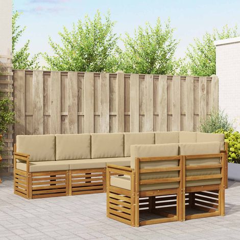 vidaXL Sofagarnituren 8 pcs Natur und Beige Massivholz Akazie (1/5)