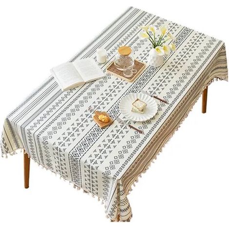 Tischdecke 140 cm × 140 cm Rechteckige Tischdecke im Bohème Stil Wasserfest, ölabweisend, fleckenabweisend, staubdicht, waschbar Esszimmertischde (1/5)