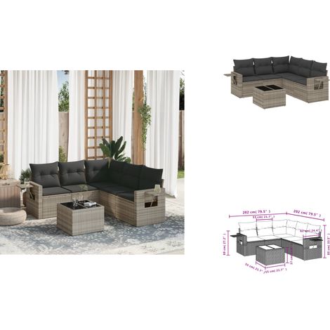 Salon de jardin 6 pcs avec coussins gris clair résine tressée - Ensemble De Canapés De Jardin - Ensembles De Canapés De Jardin - Ensemble De Canapés D'extérieur - Ensemble De Canapés De Patio (1/3)