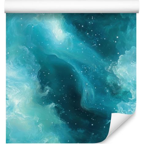 Papier peint aquarelle galaxie turquoise, céladon et menthe 50x1000 cm (1/5)