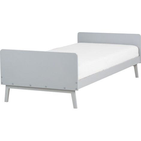 Letto singolo moderno con rete a doghe in legno di pino grigio 90 x 200 cm Bonnac