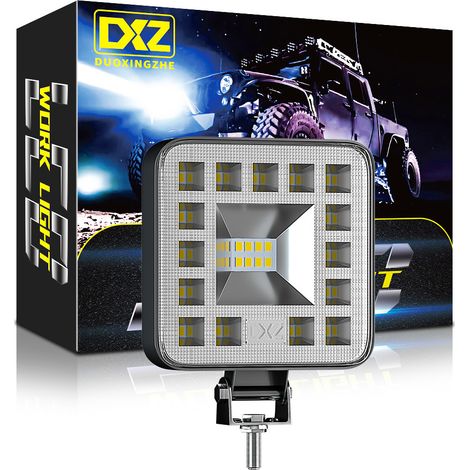 Phare de Travail LED Carré 3 Pouces 23LED 69W 1800LM 6500K, Faisceau Flood, Lampe Auxiliaire pour 4x4, Camion, Moto DC 9-30V IP65(4pcs) (1/5)