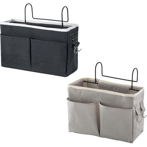 Filiyano-Lot de 2 sacs de rangement muraux avec poches, panier de rangement en tissu imperméable pour cuisine, chambre, bureau, camping-car (noir + (1/5)