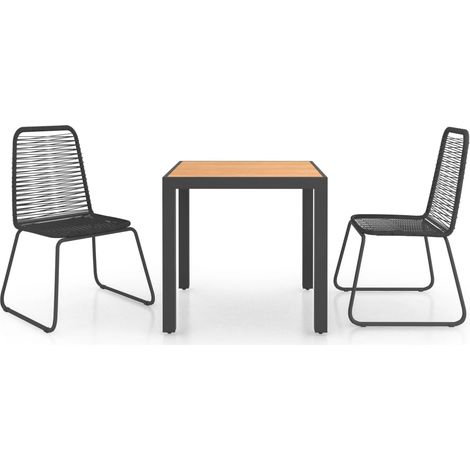 Salon de jardin 3 pcs Rotin PVC Noir et marron (1/5)
