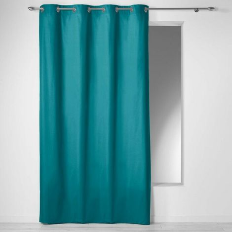 Rideau à Œillets 140 x 240 cm – Coton Uni Panama – Bleu (1/5)