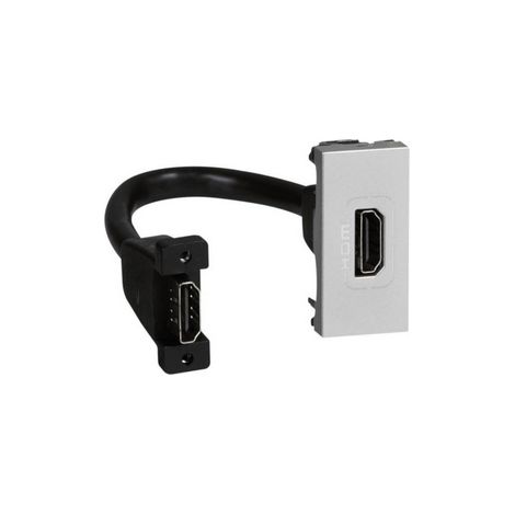 Prise HDMI Type-A version 2.0 pré-connectorisée Mosaic 1 module alu LEGRAND 079378 (1/3)