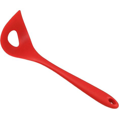 Cuillère à boulettes de viande en silicone, outil de pressage pour la cuisine à domicile, long manche, facile à nettoyer, ustensile efficace pour faire des boulettes de viande avec suspension-Red